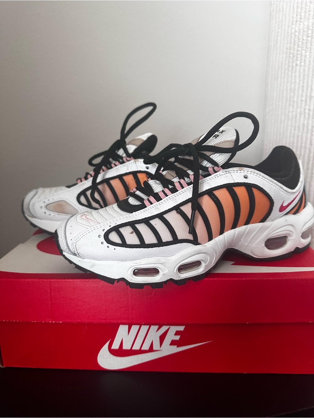 Nike Women’s Air max tailwind Cushioning Sneakers - White & Orange